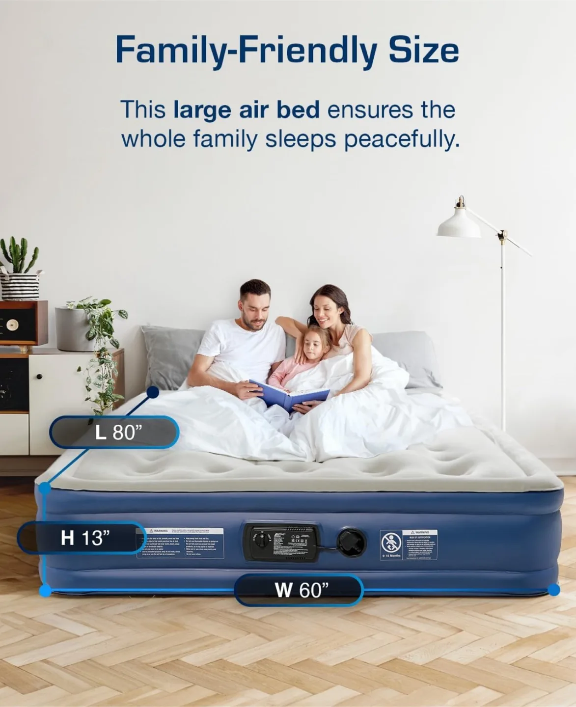 Queen Air Mattress - Elevated Inflatable Double Air Bed, Built-i thumbnail