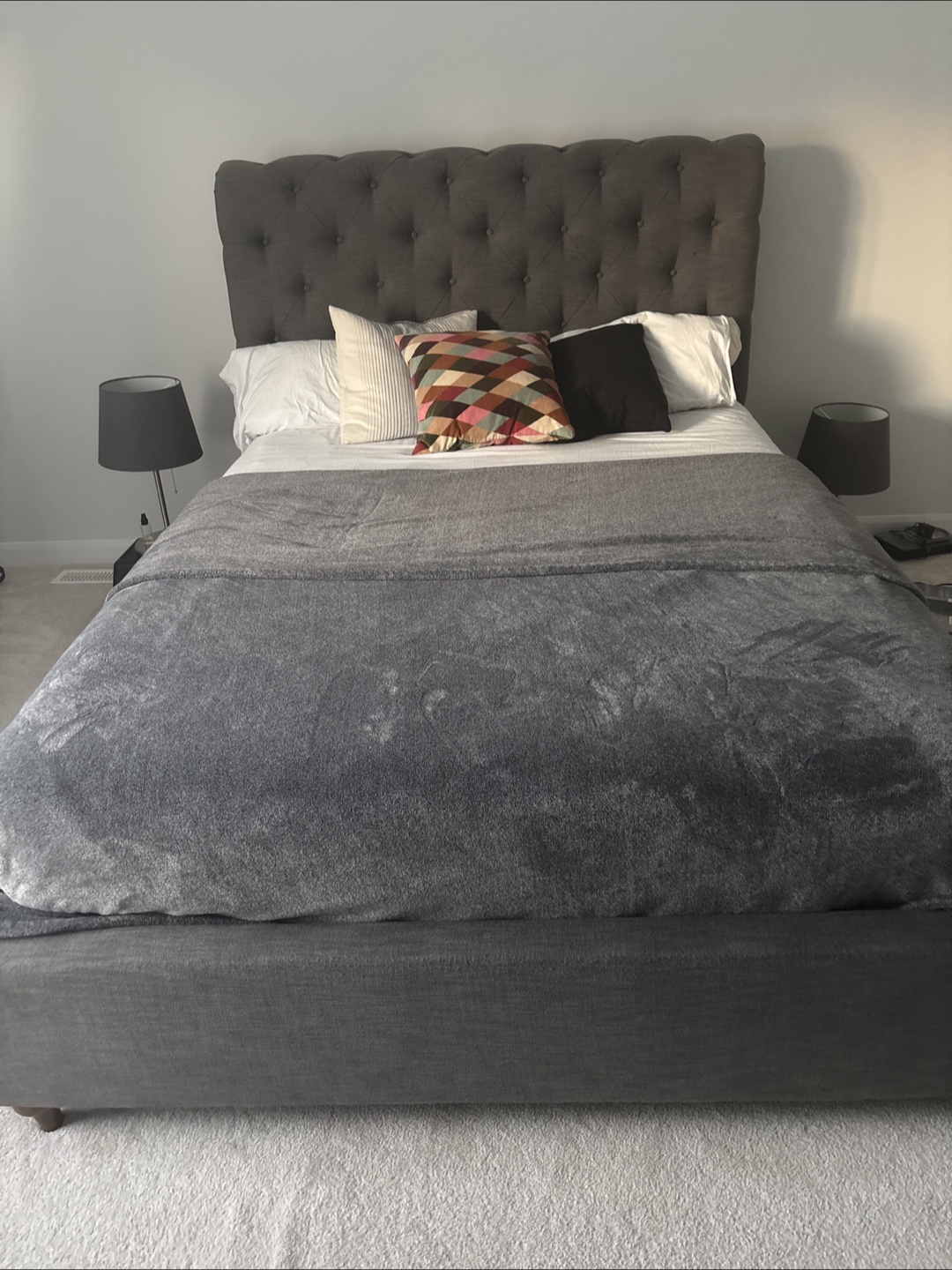 Grey Upholstered Bed Frame