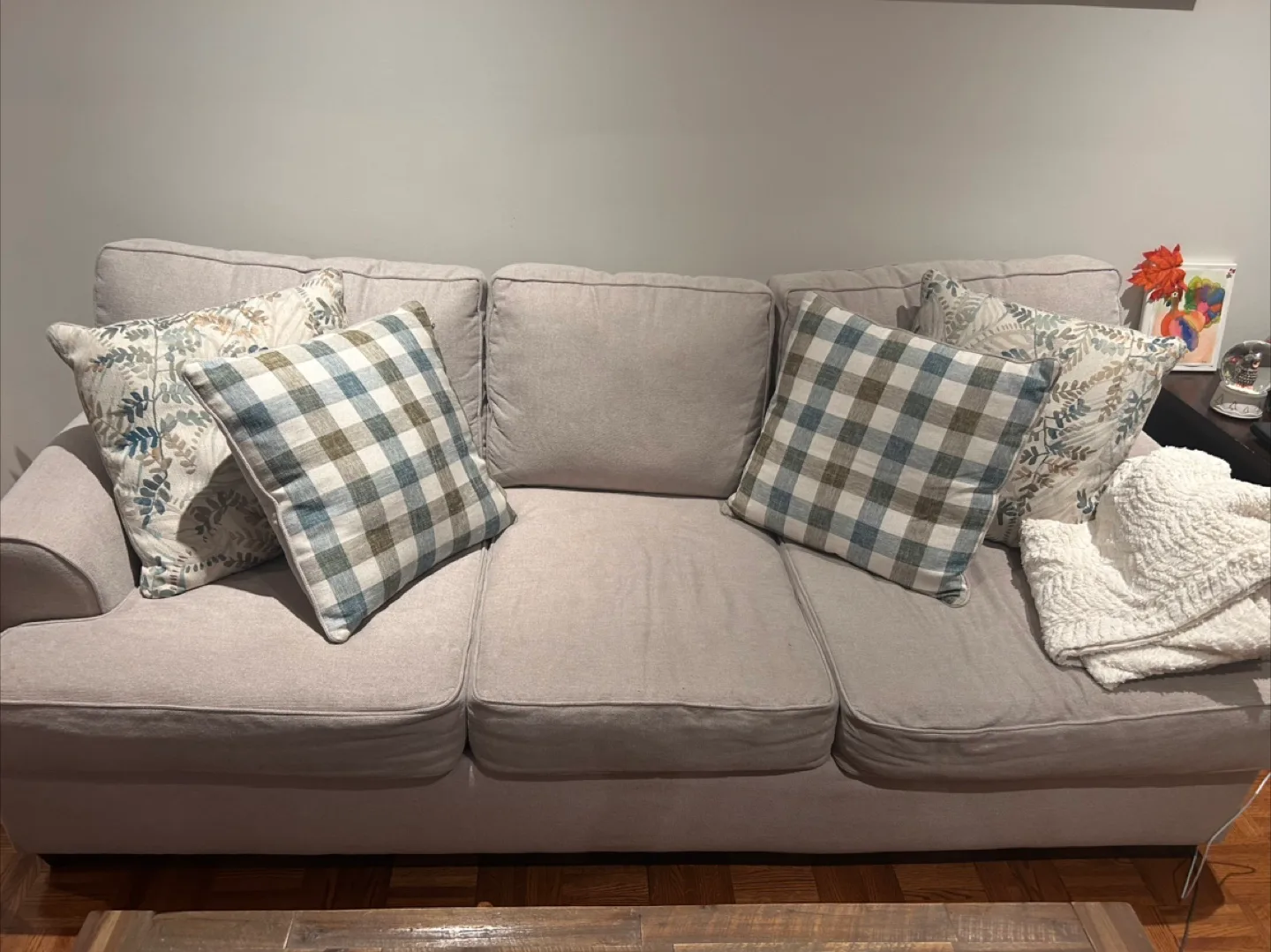 3-seat and 2-seat Beige Sofas with Pillows thumbnail