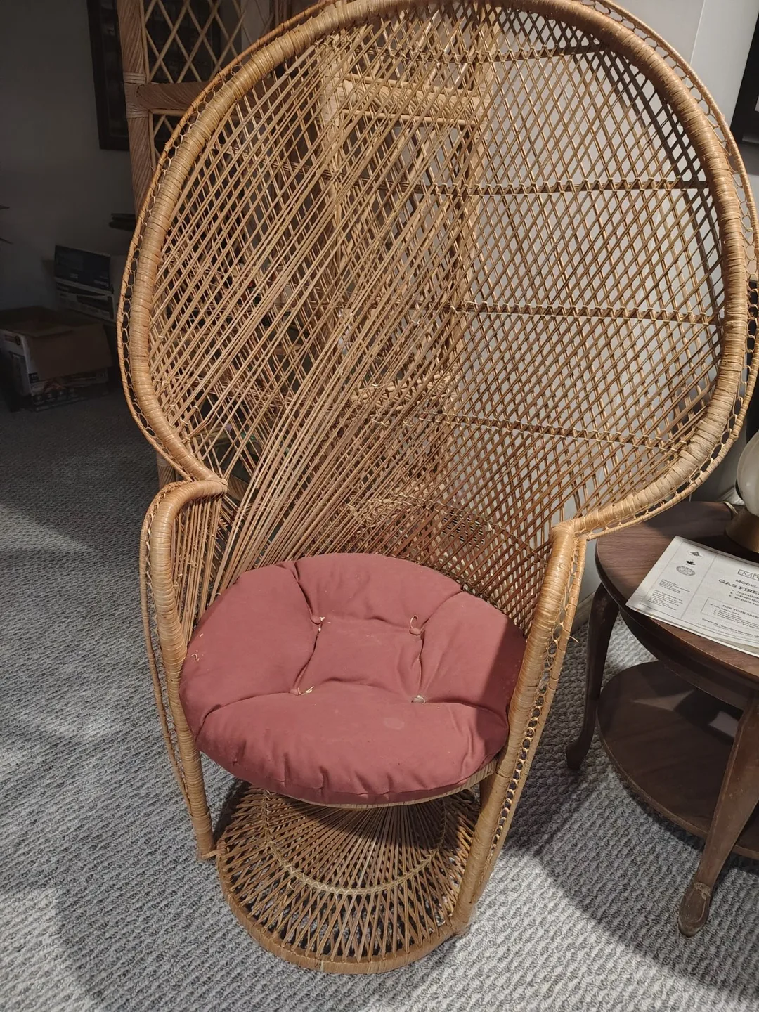 Wicker Peacock Chair with Cushion thumbnail
