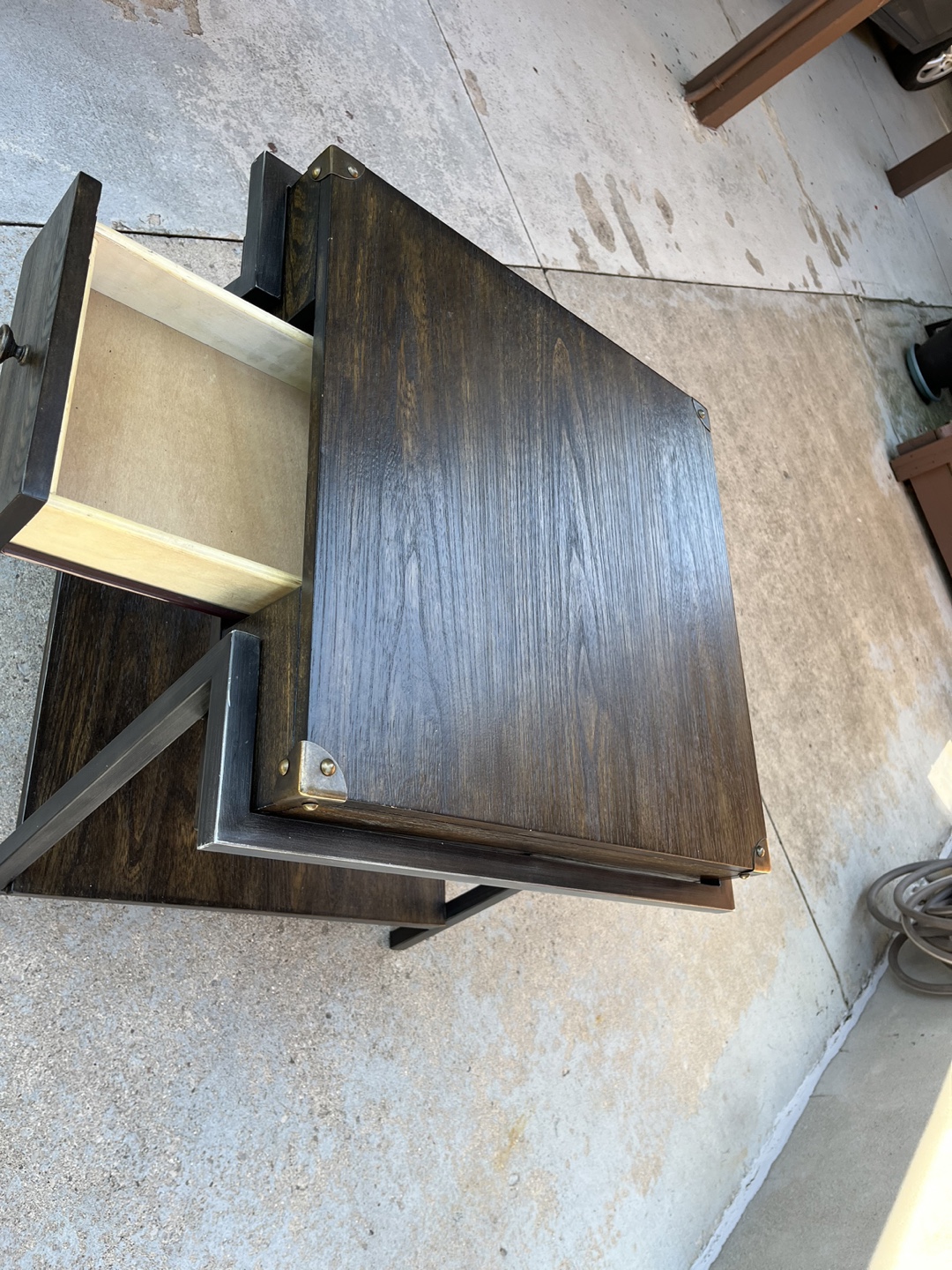 Dark Wood End Table with Drawer - photo 2