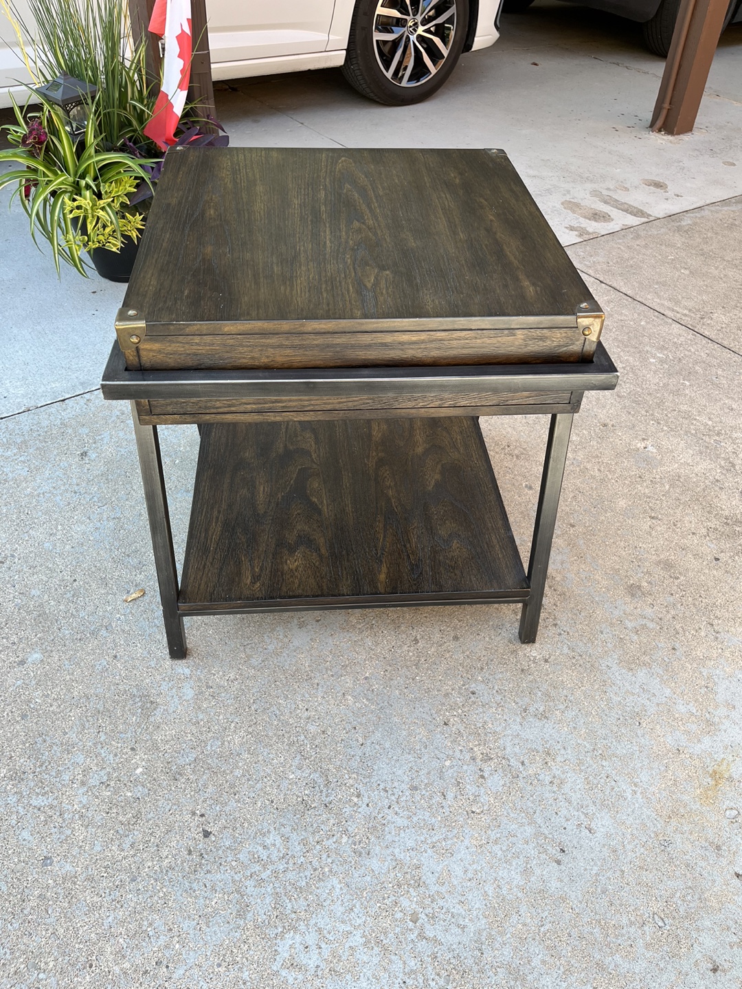 Dark Wood End Table with Drawer - photo 3