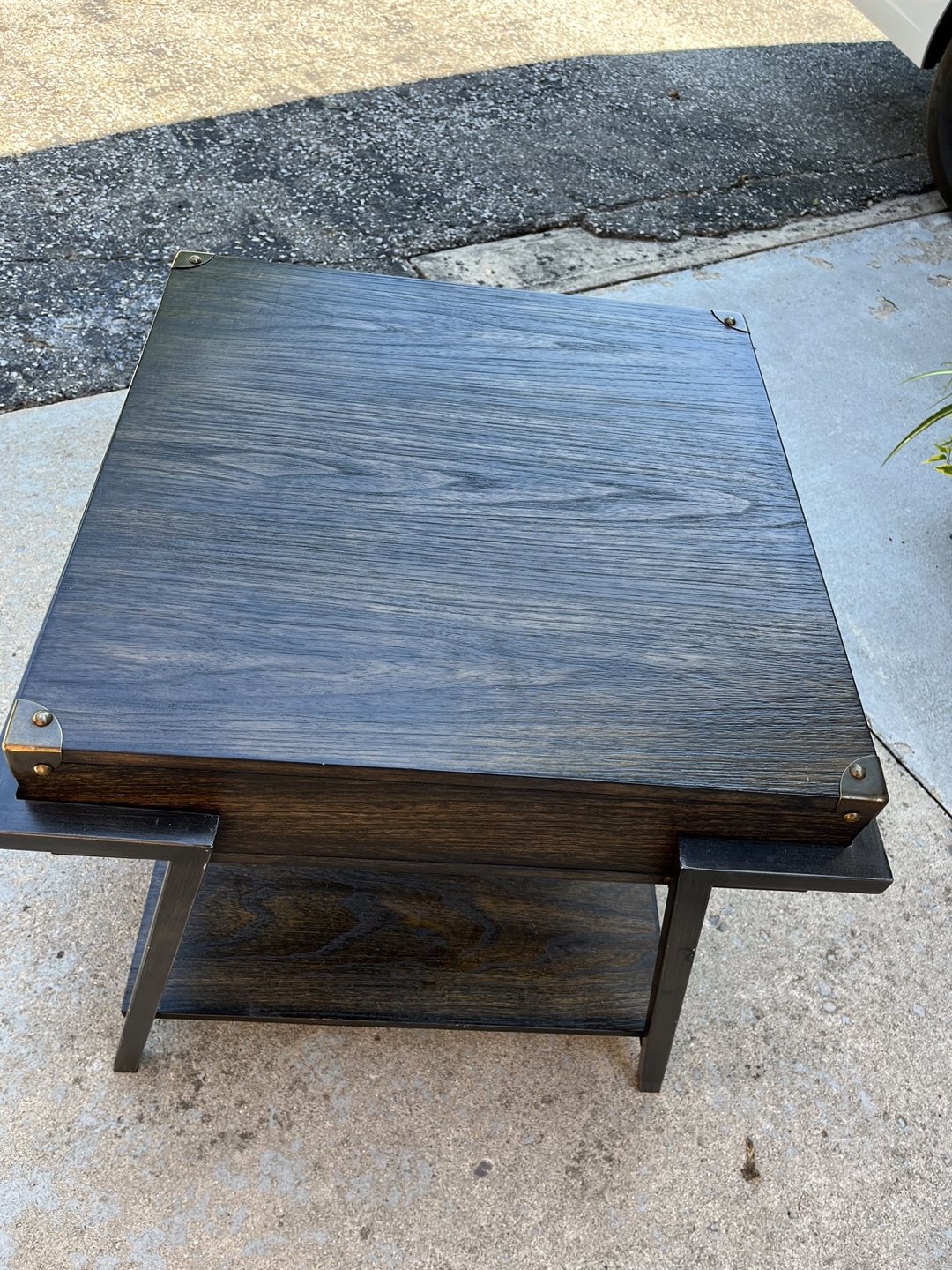 Dark Wood End Table with Drawer - photo 4