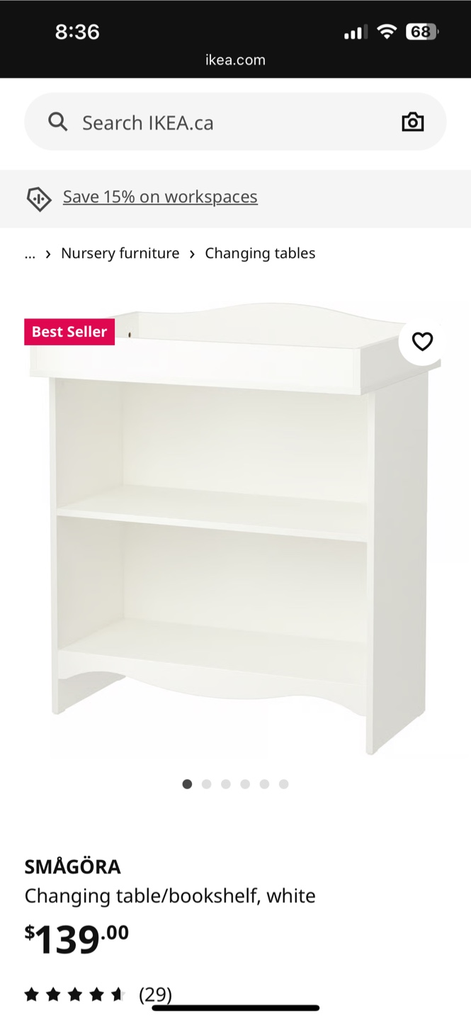 IKEA SMÅGÖRA Changing Table/Bookshelf - White