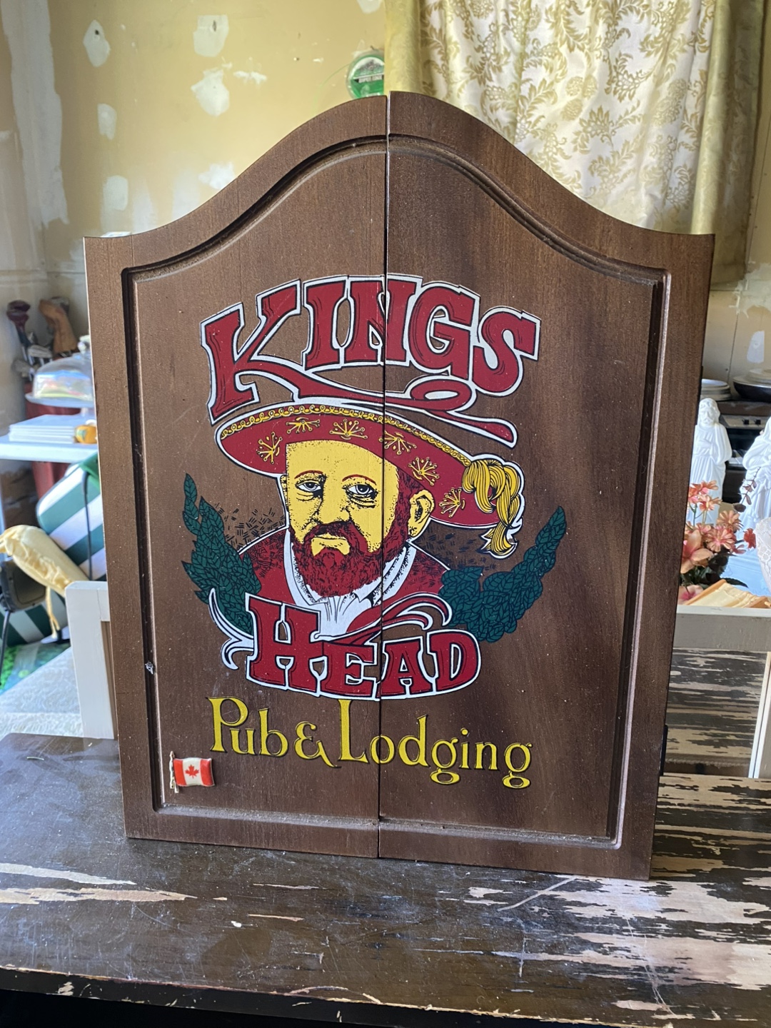 King's Head Pub & Lodging Dart Board Cabinet