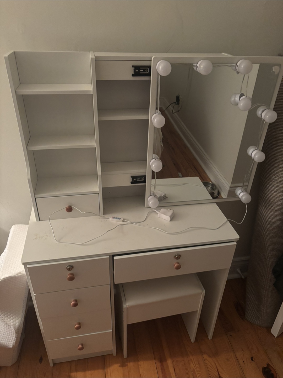Makeup Vanity Desk with Light & Mirror - photo 3