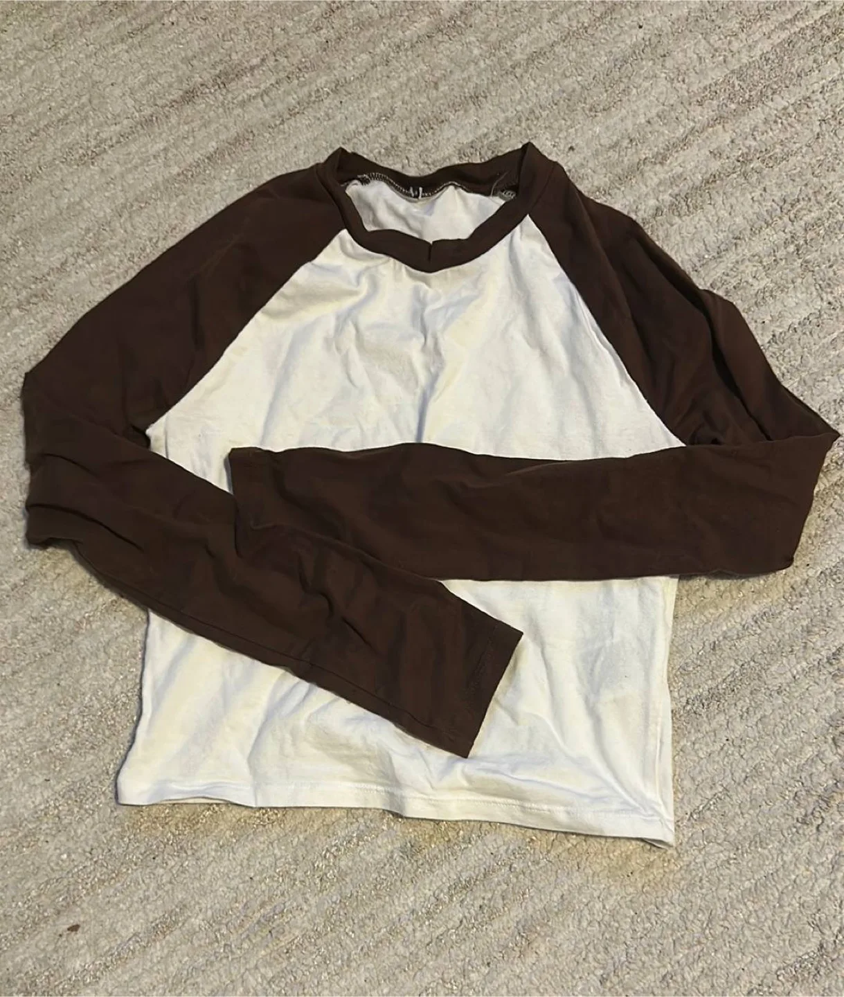 Brown & White Raglan Long Sleeve Top thumbnail