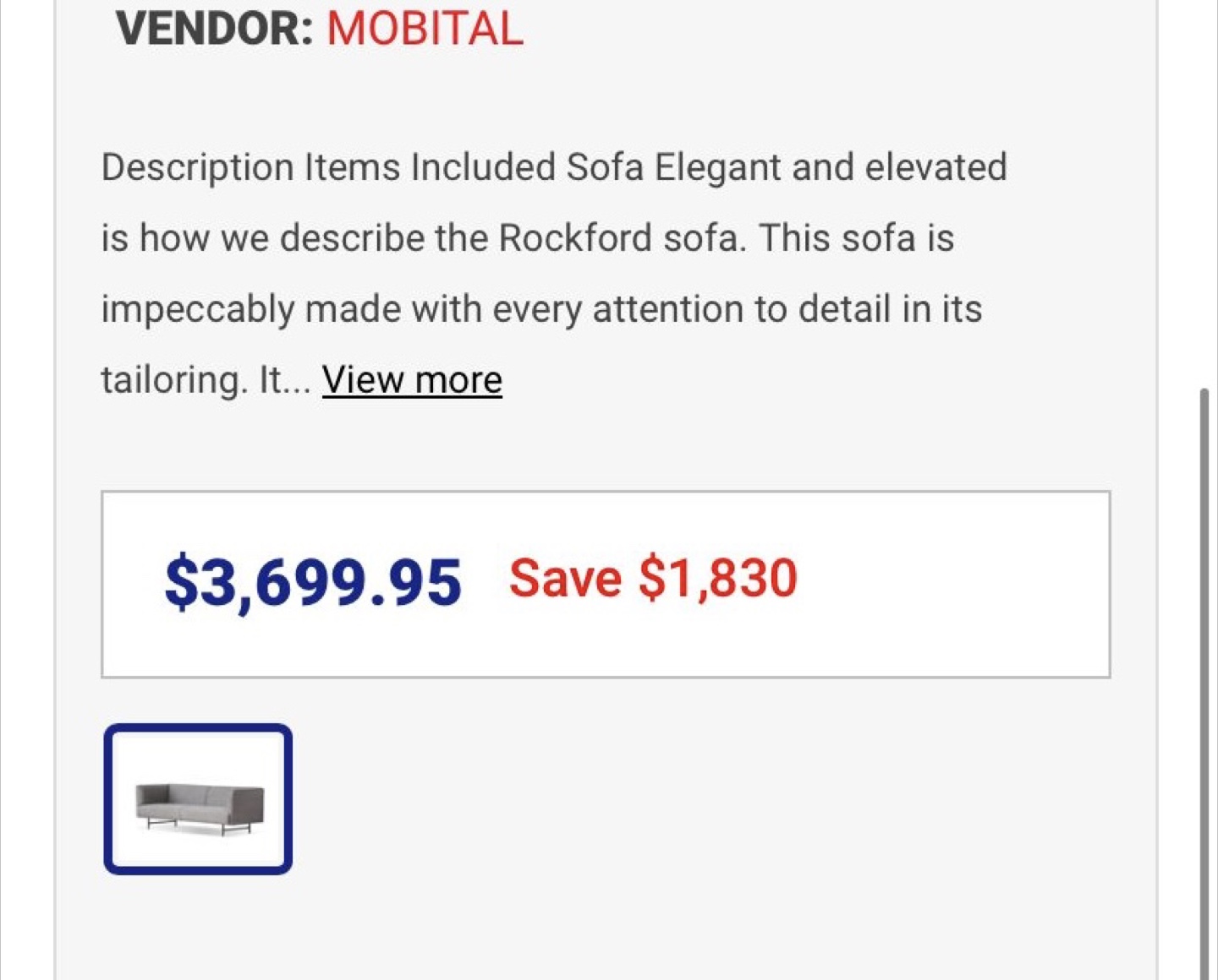 Mobital Rockford Grey Sofa - photo 4