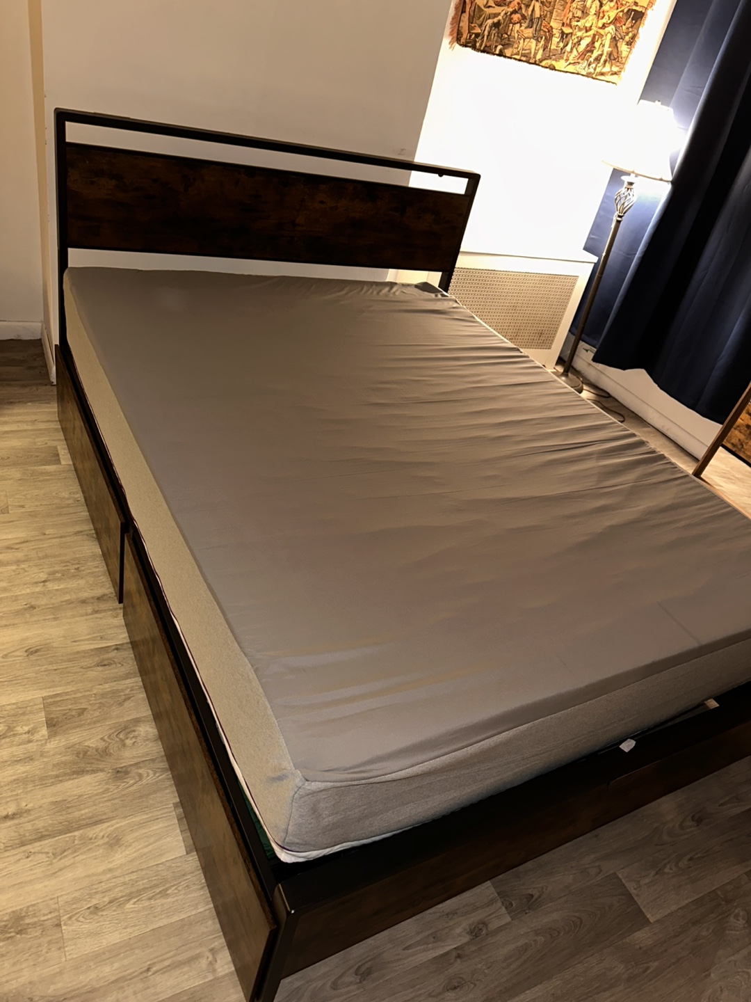 Queen Size Bed Frame - Wood and Metal NOT THE Mattress - photo 2