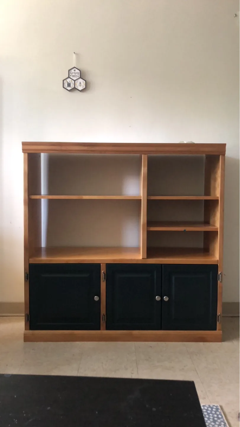 Wooden Shelf with Dark Green Doors thumbnail
