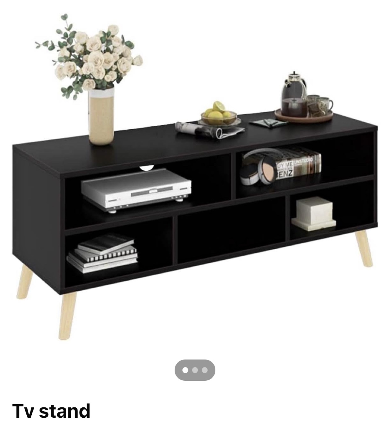 Black TV Stand with Shelves - photo 3