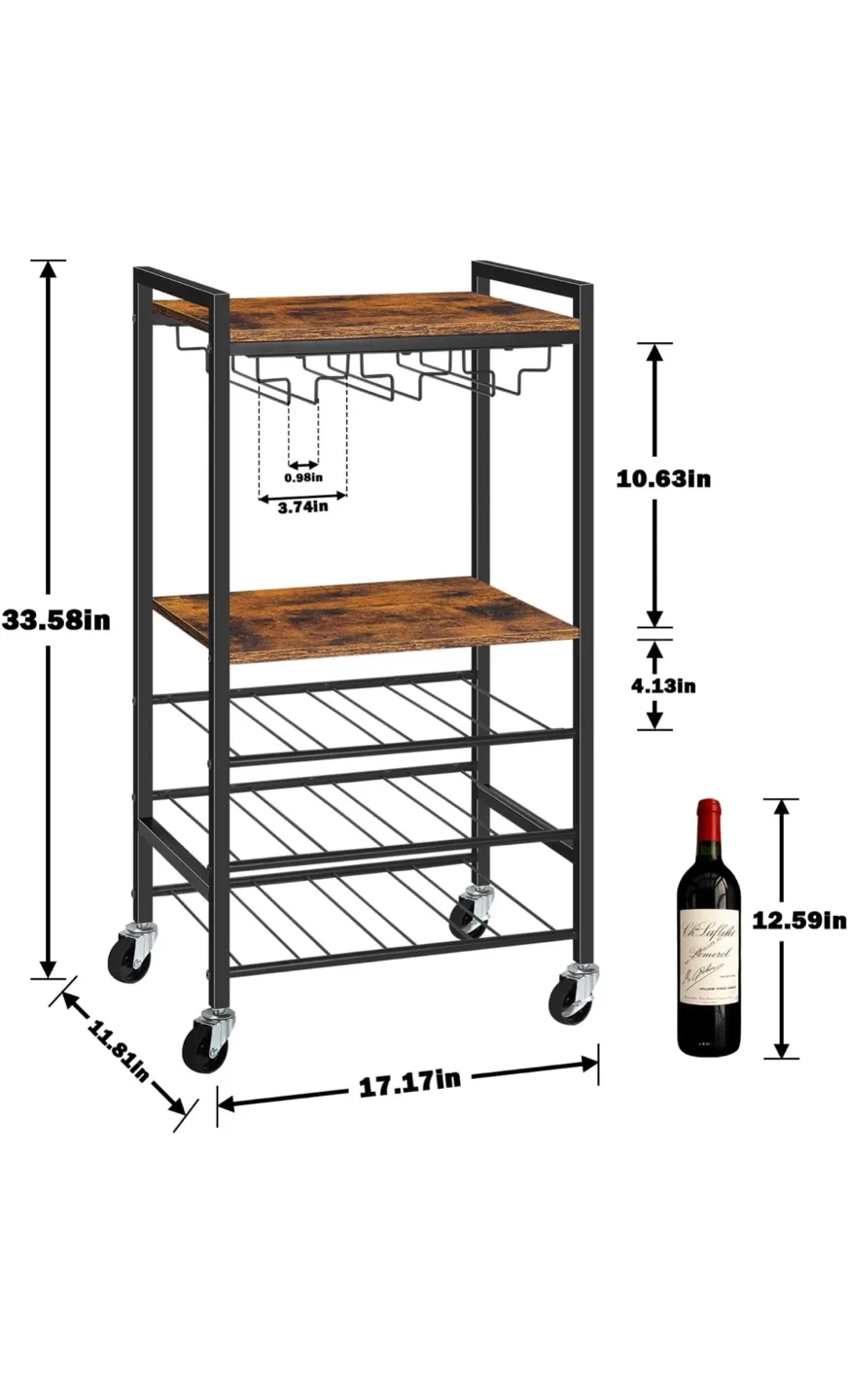Bar Cart with Wine Rack & Glass Holder image indicator(2)