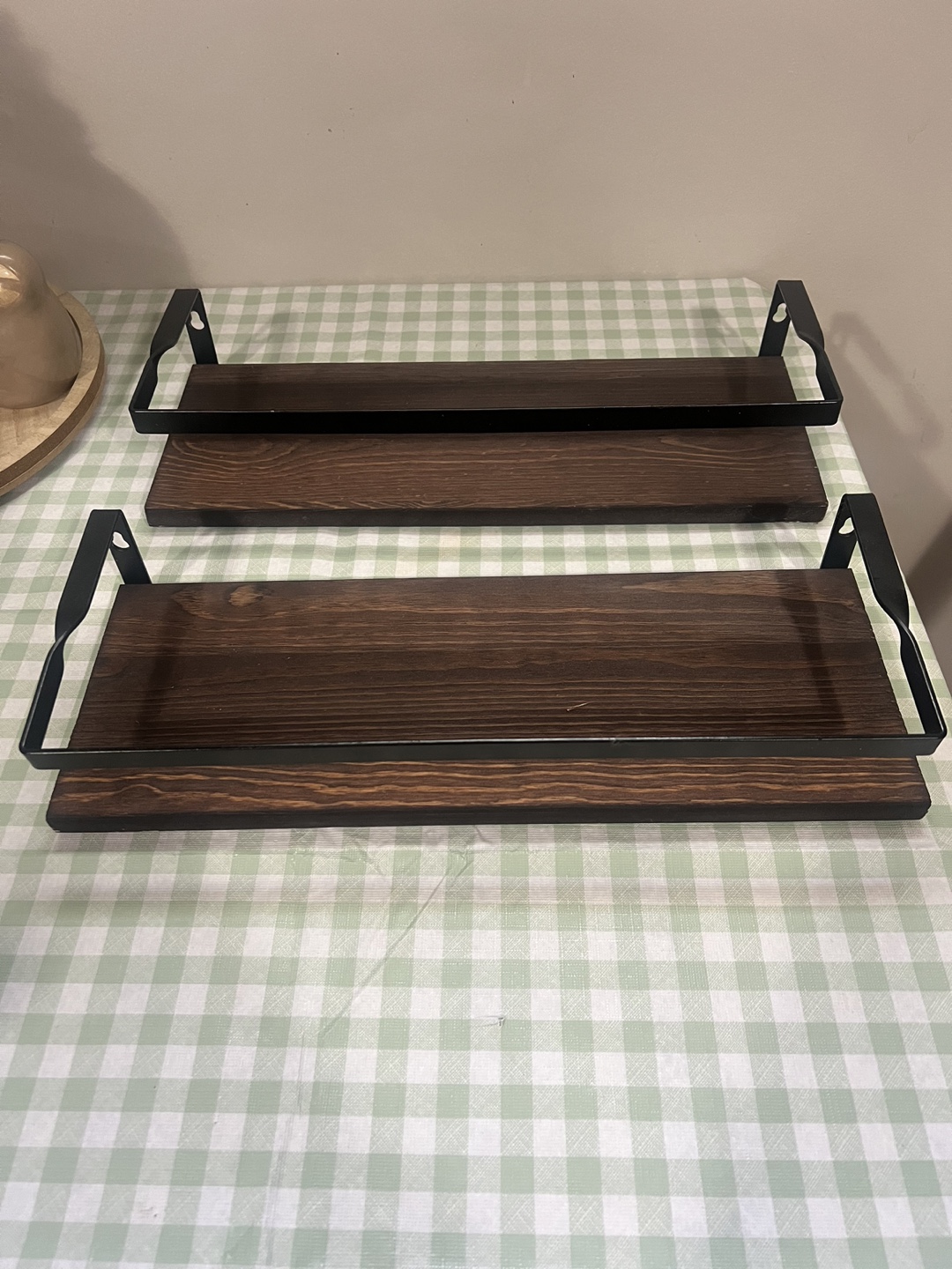 Set of 2 Wood & Metal Wall Shelves