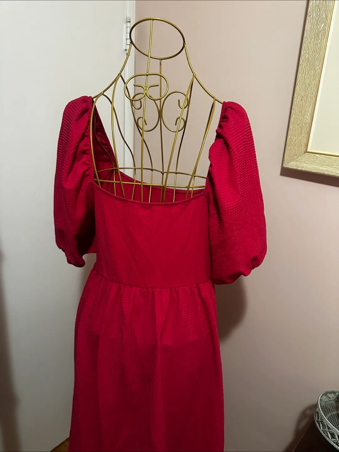 🇨🇦Bright pink Puff Sleeve Dress - medium thumbnail