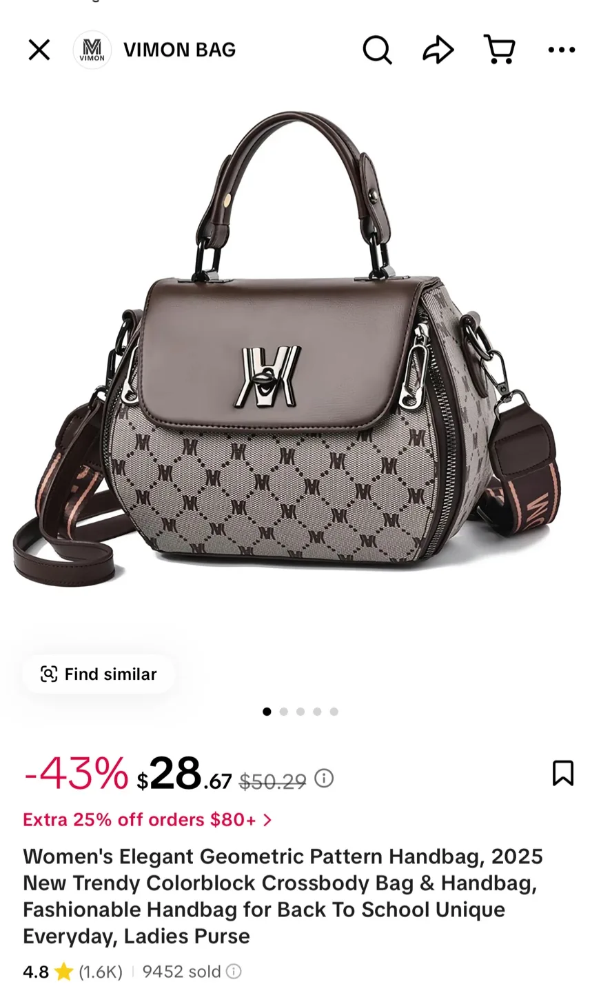 Vimon Elegant Geometric Pattern Handbag thumbnail
