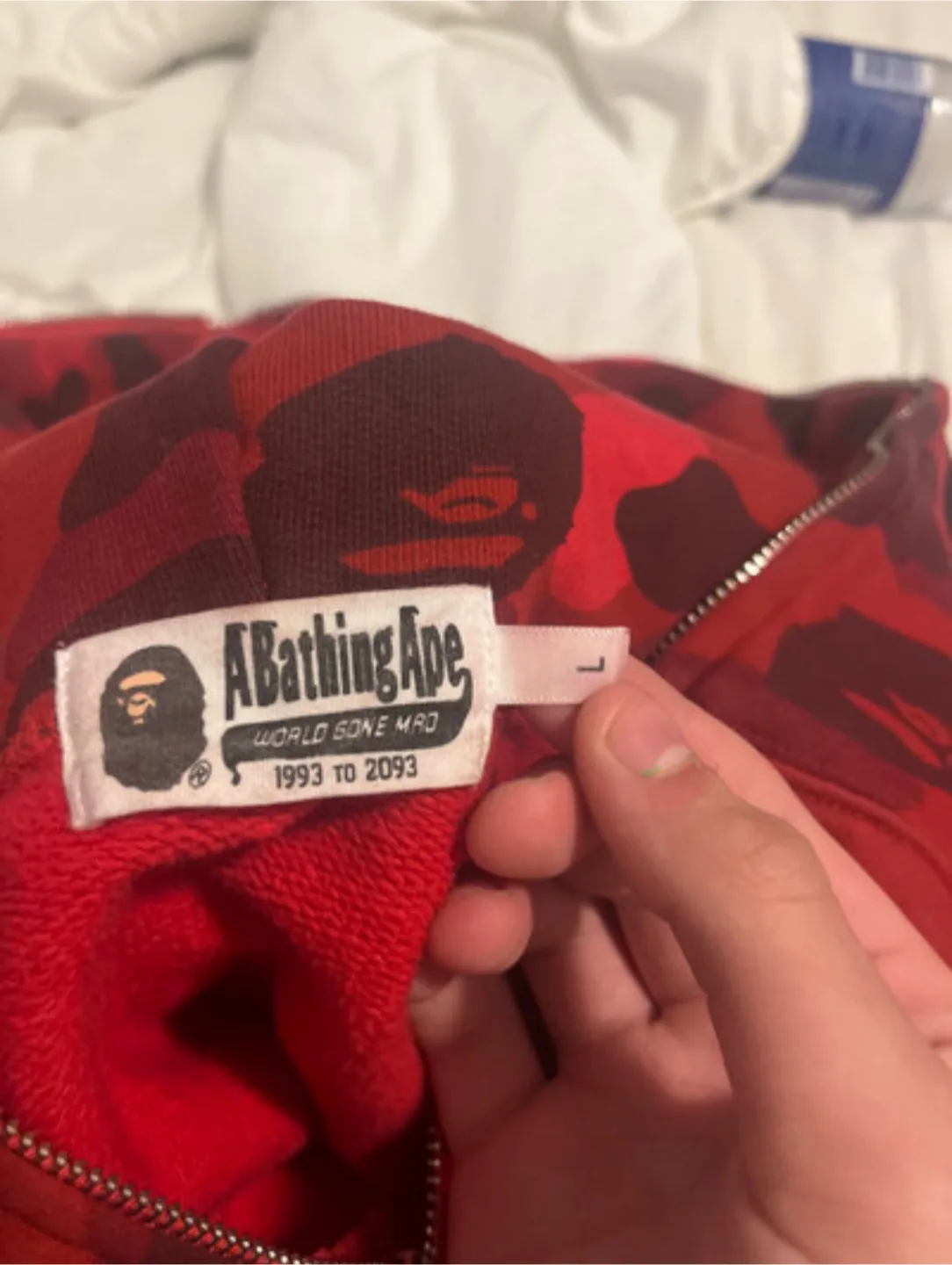 Red bape hoodie (authentic) image indicator(8)