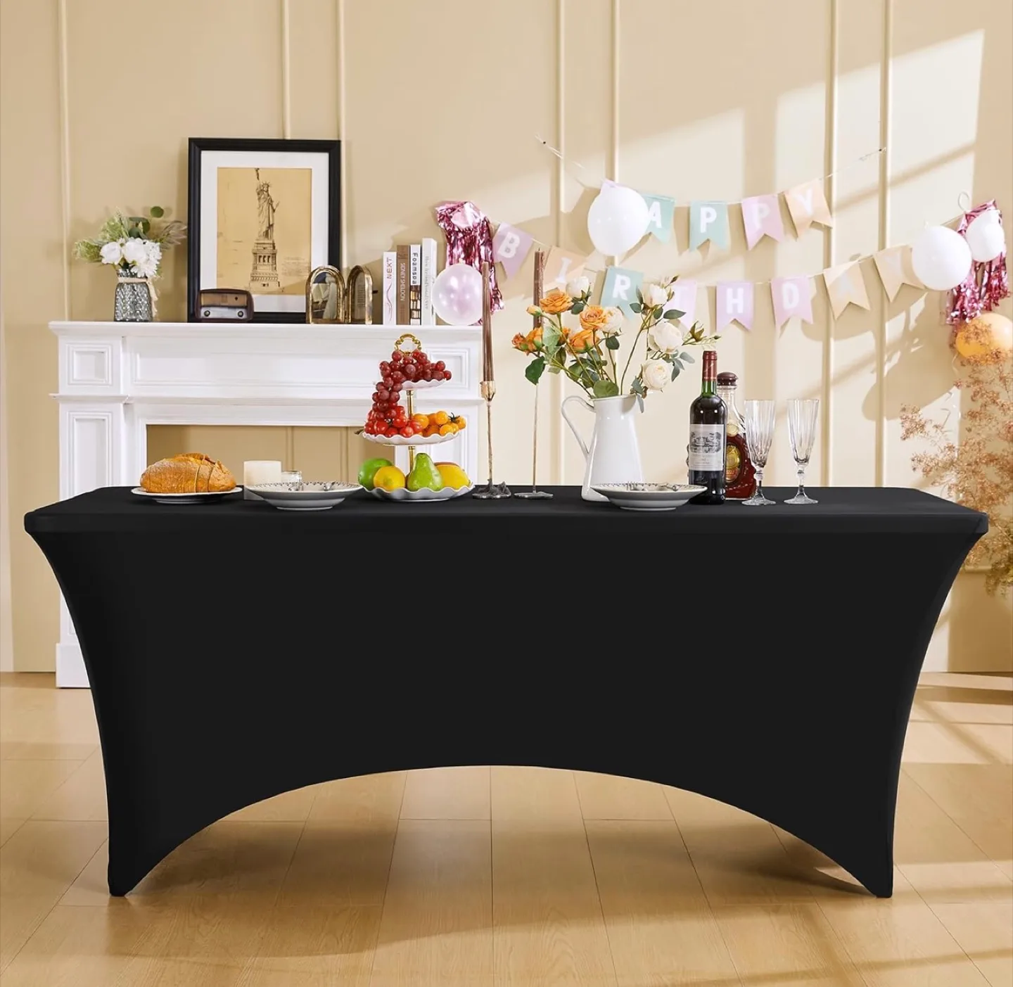 Black Spandex Tablecloth - 6ft/72 Inch thumbnail