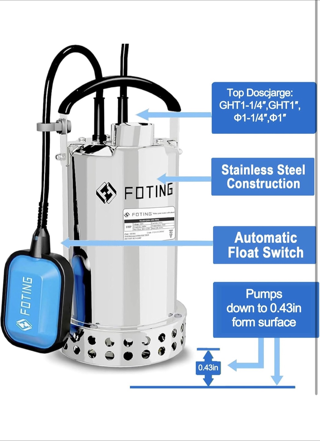 FOTING SUBMERSIBLE WATER PUMP - photo 5