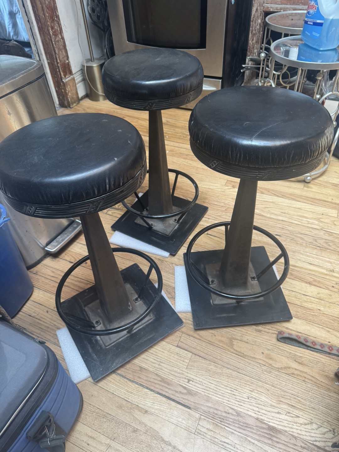 Set of 3 Vintage Black Bar Stools