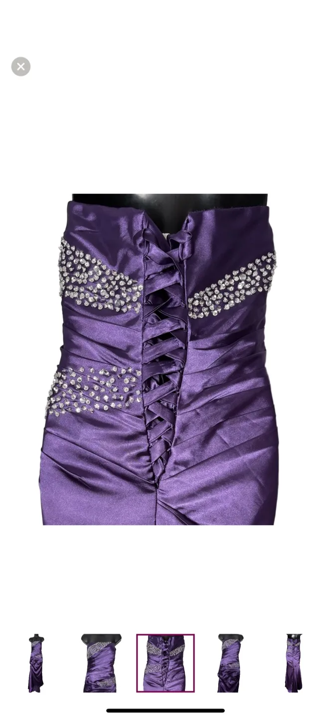Elegant Purple Strapless Evening Gown image indicator(4)