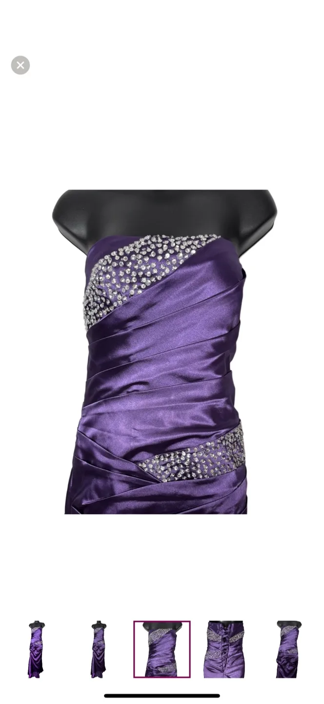 Elegant Purple Strapless Evening Gown image indicator(3)
