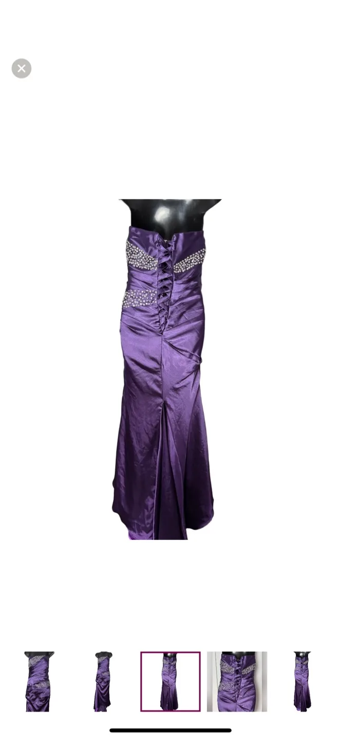 Elegant Purple Strapless Evening Gown image indicator(6)