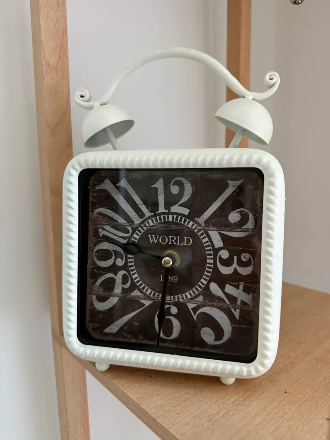 Square Twin Bell Alarm Clock - White thumbnail
