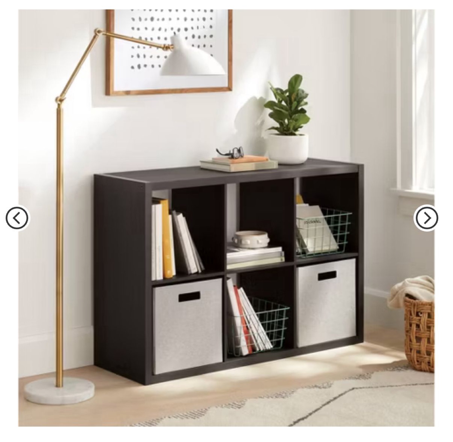 Black 6-Cube Organizer Shelf