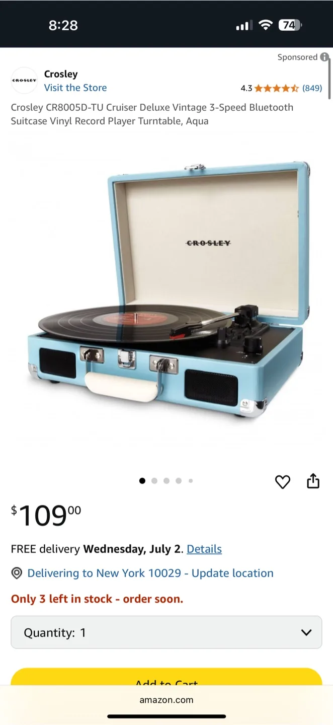 Crosley Cruiser Portable Turntable Record Player image indicator(6)