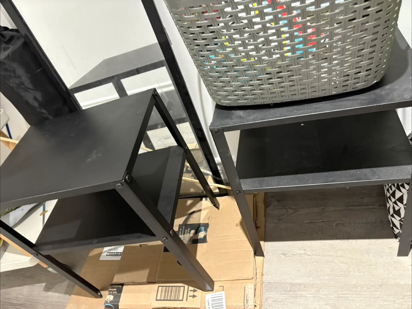 2 Black Metal Shelf Unit image indicator(3)