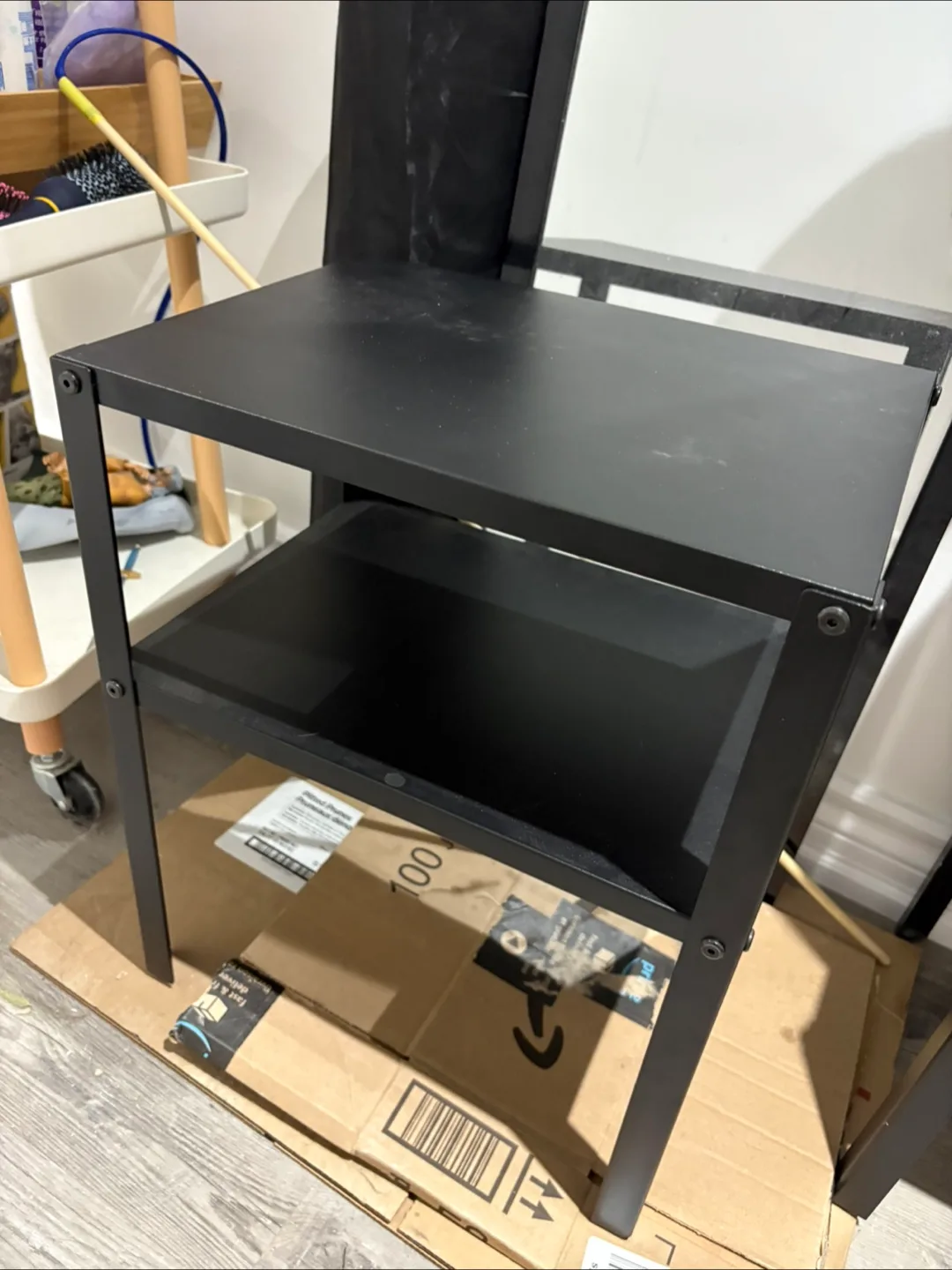 2 Black Metal Shelf Unit thumbnail