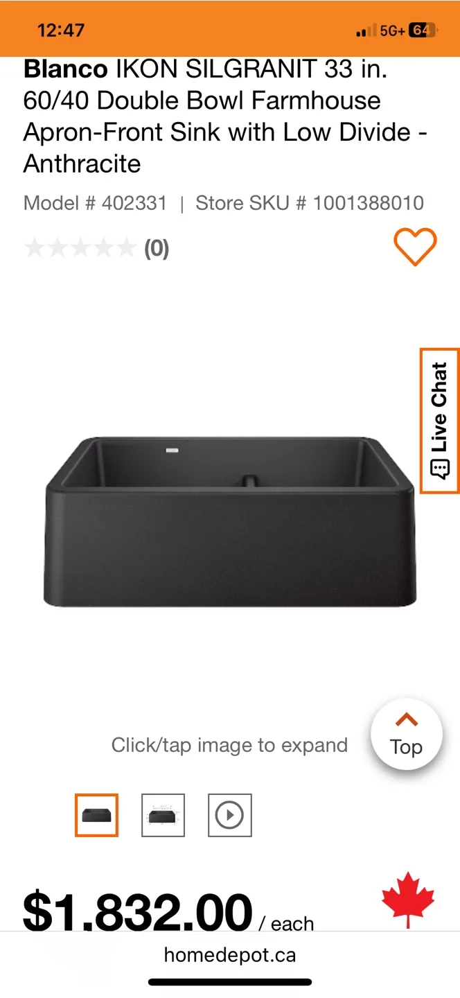 Blanco Ikon SILGRANIT 33" Farmhouse Sink - Anthracite thumbnail