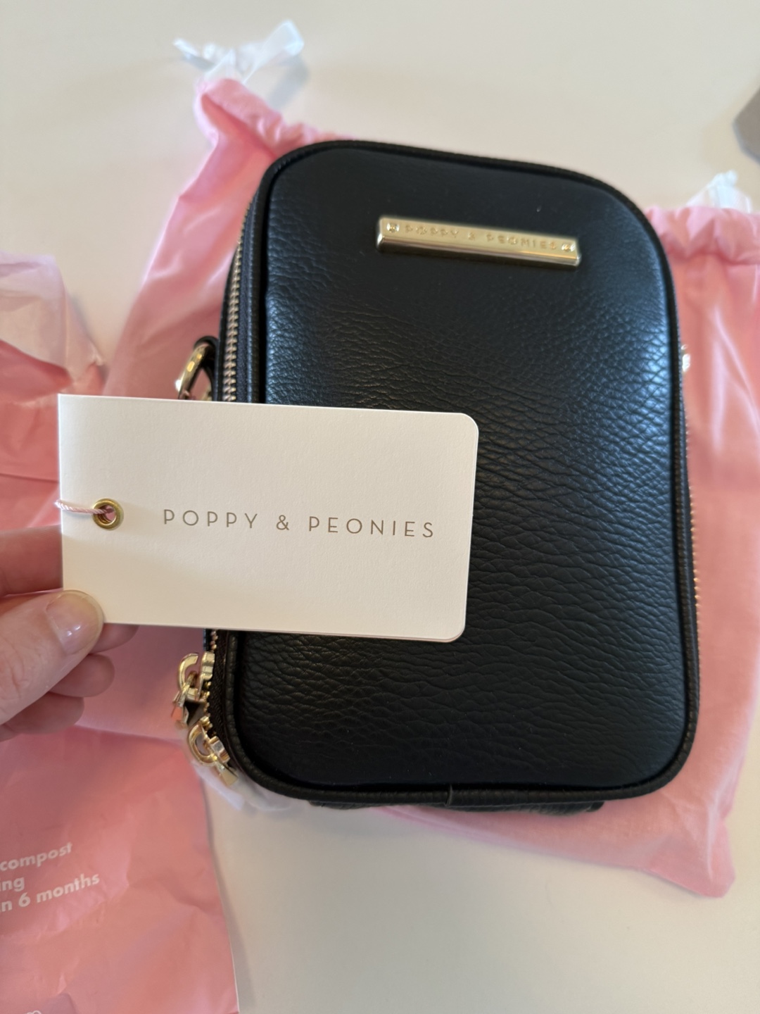 New Poppy & Peonies Black Crossbody Bag