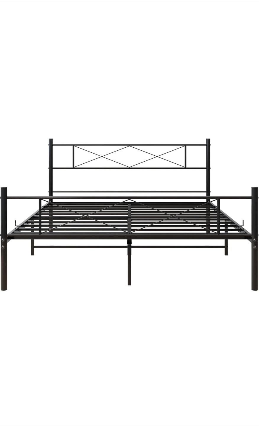 Queen Size Bed Frame - Black Metal - photo 4
