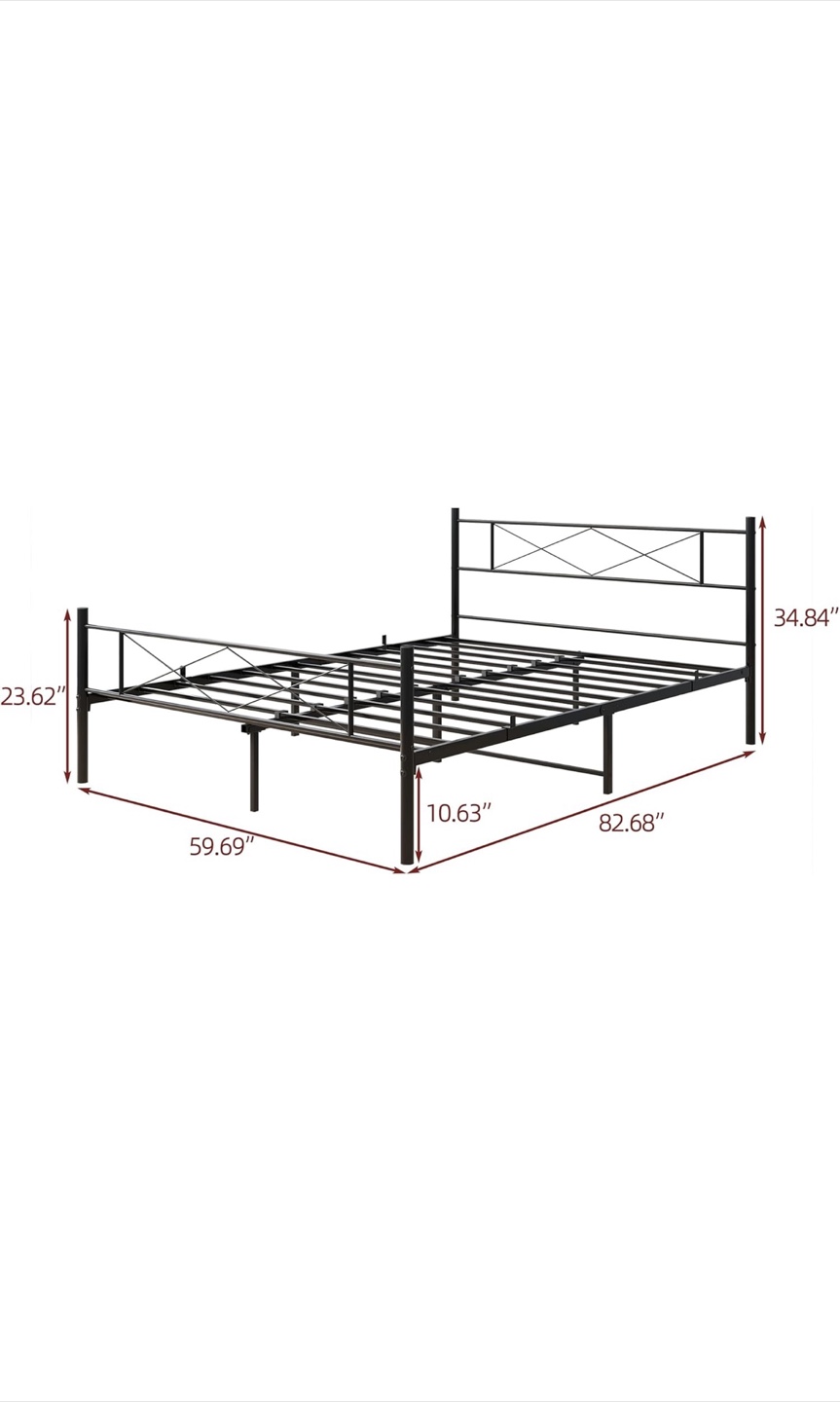 Queen Size Bed Frame - Black Metal - photo 5