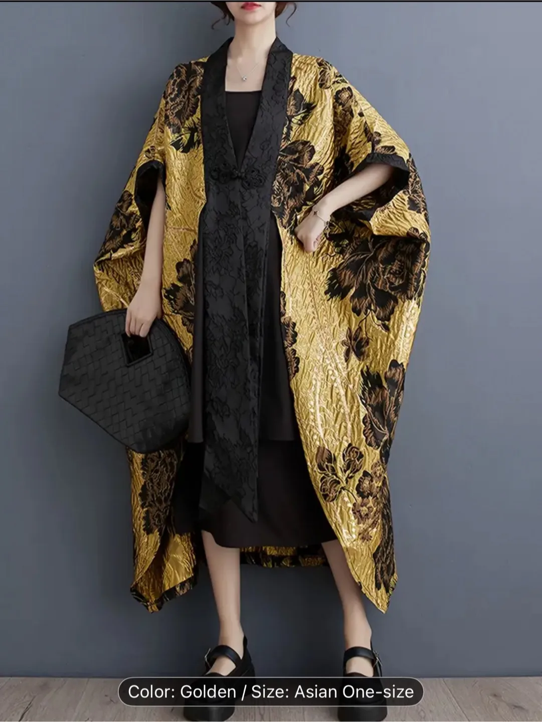 Golden Floral Kimono, One Size image indicator(2)