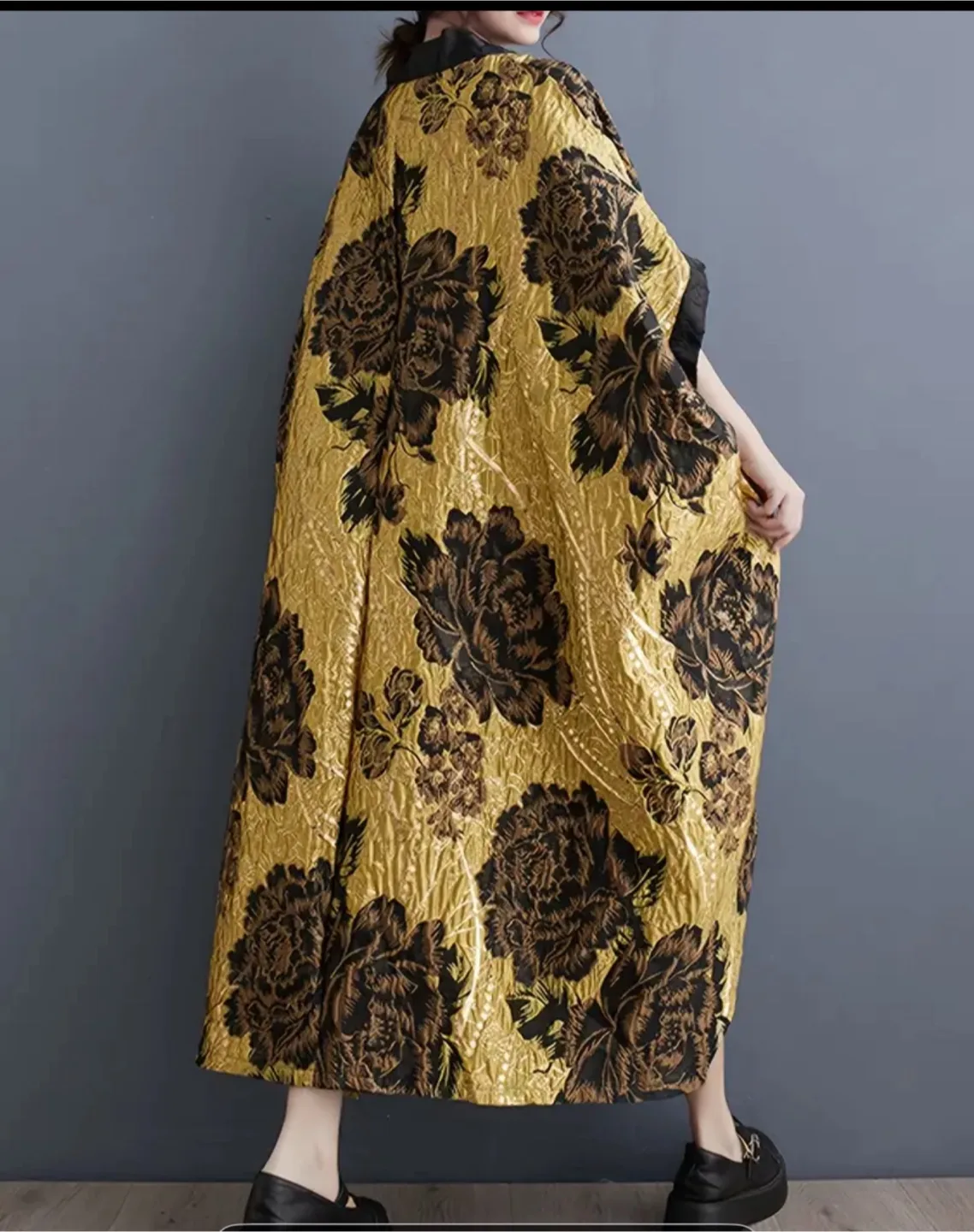 Golden Floral Kimono, One Size image indicator(4)