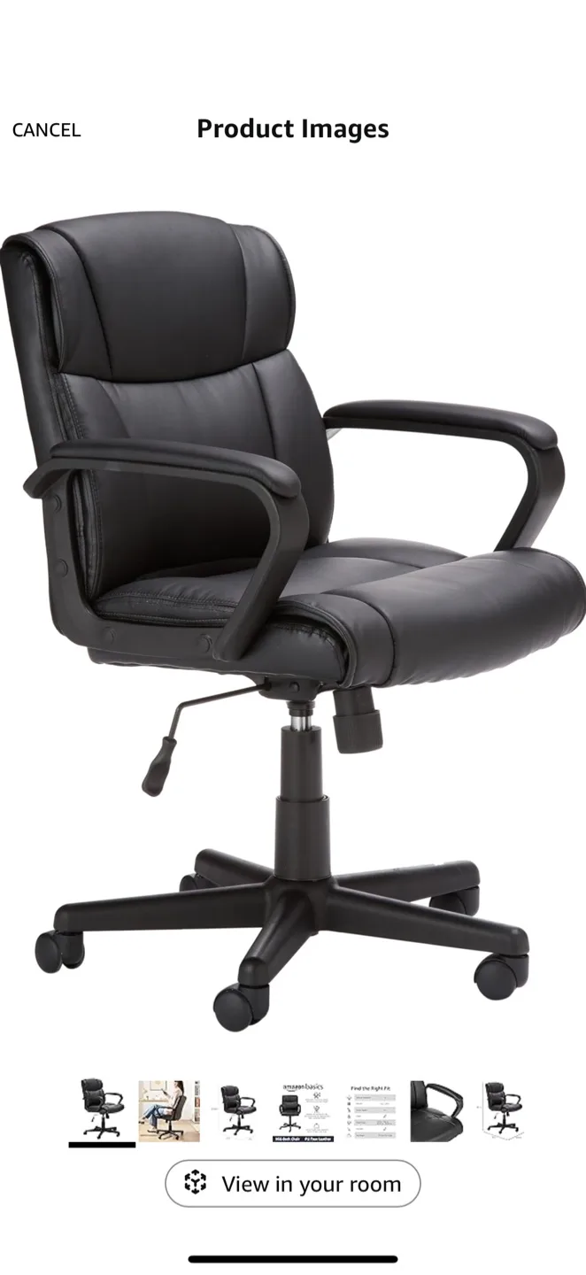 Black Faux Leather Office Chair thumbnail