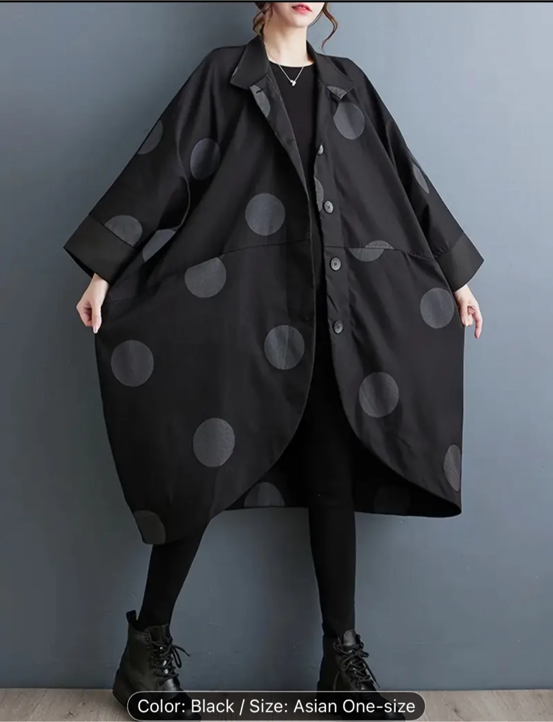 Green Polka Dot Oversized Coat - One Size thumbnail
