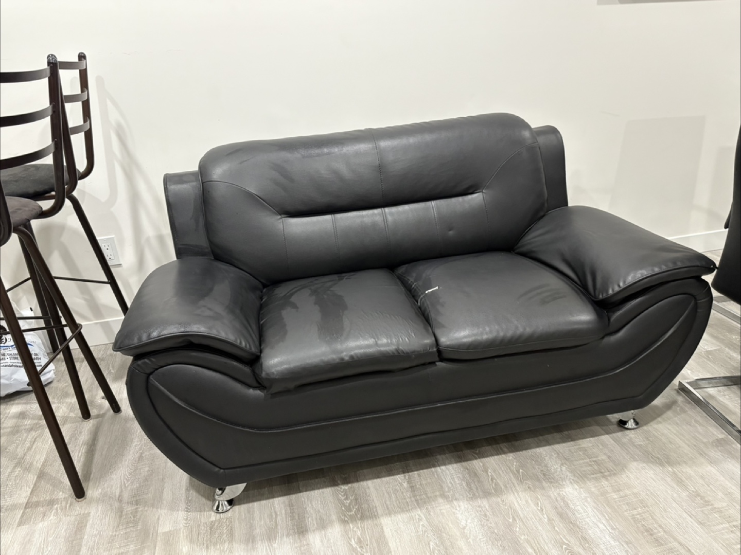 Black Leather Sofa Set