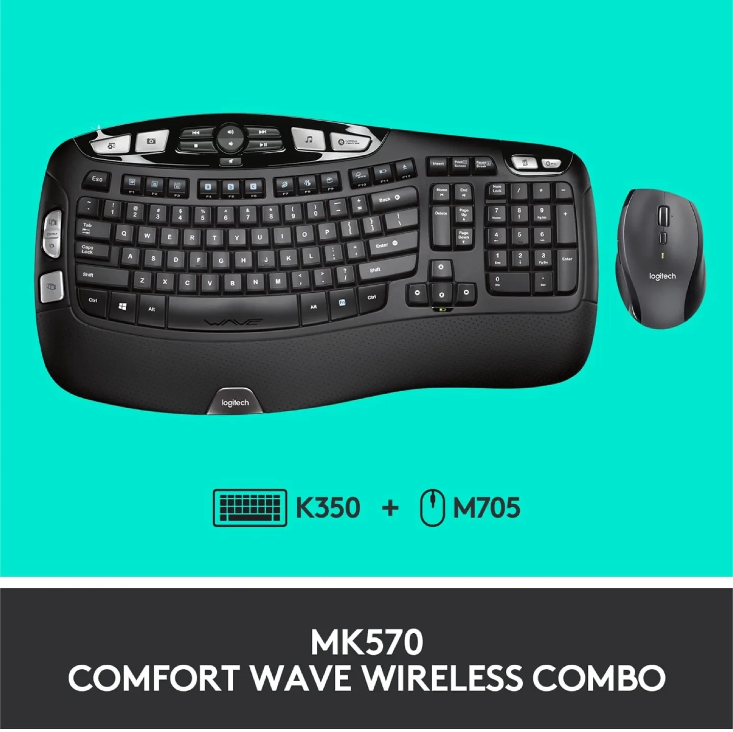 Logitech MK570 Comfort Wave Wireless Keyboard and Mouse Combo image indicator(2)