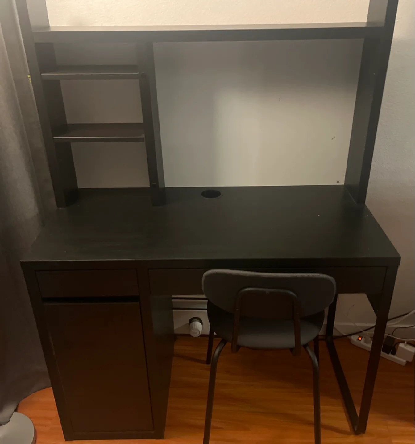 IKEA Desk with Hutch and Chair - Black thumbnail