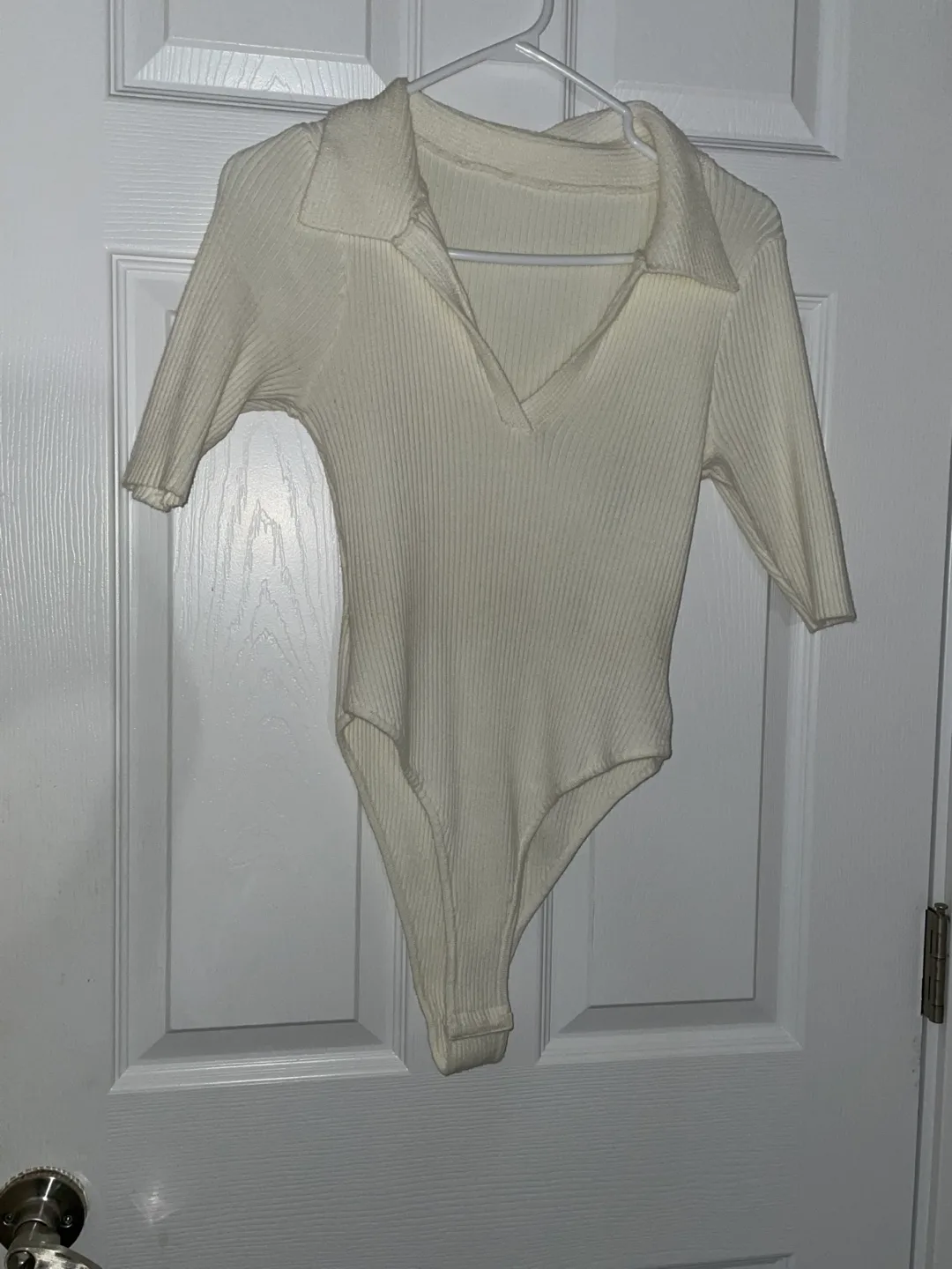 Cream Ribbed Knit Bodysuit thumbnail