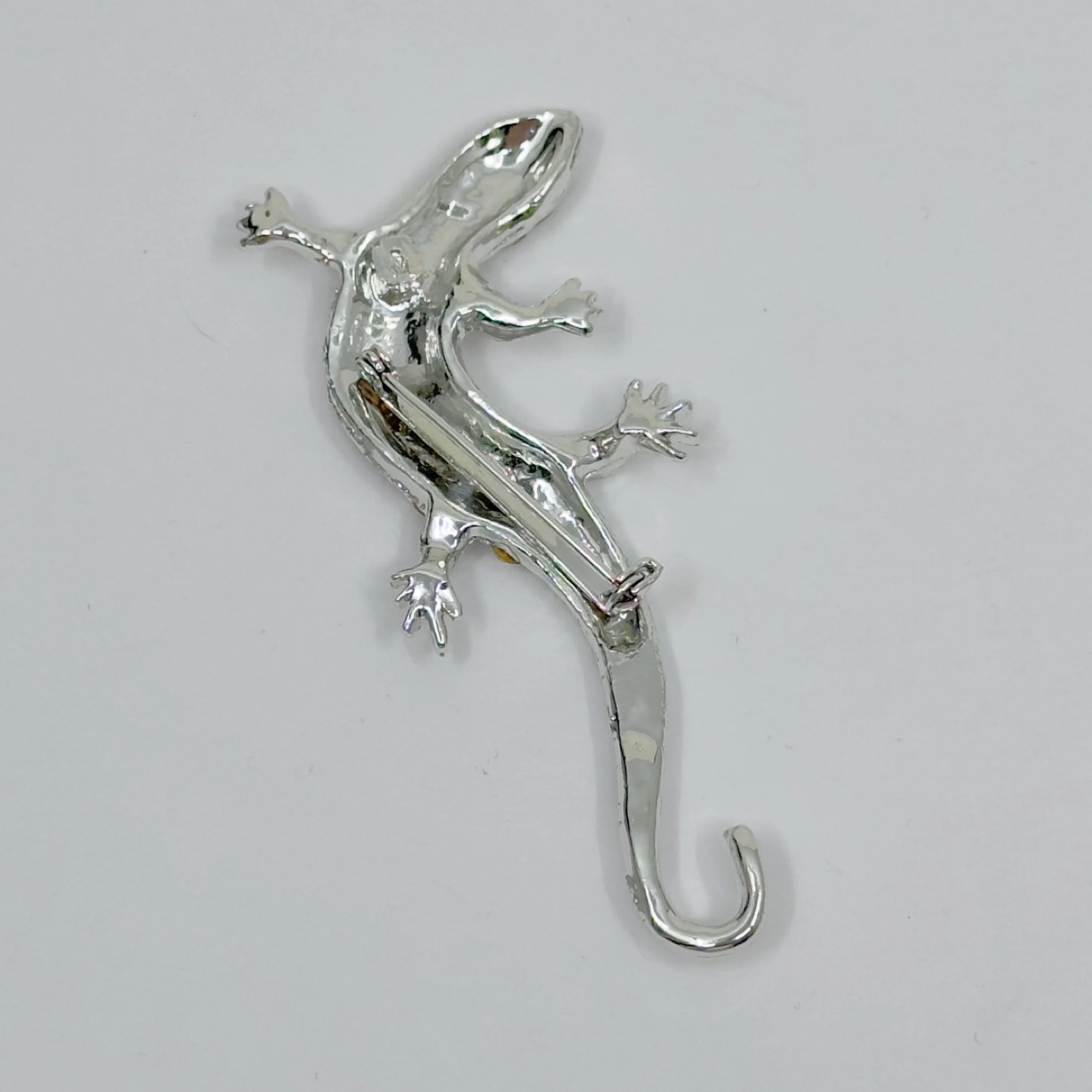 Vintage emerald & diamante rhinestone Lizard brooch - GM18 - photo 4