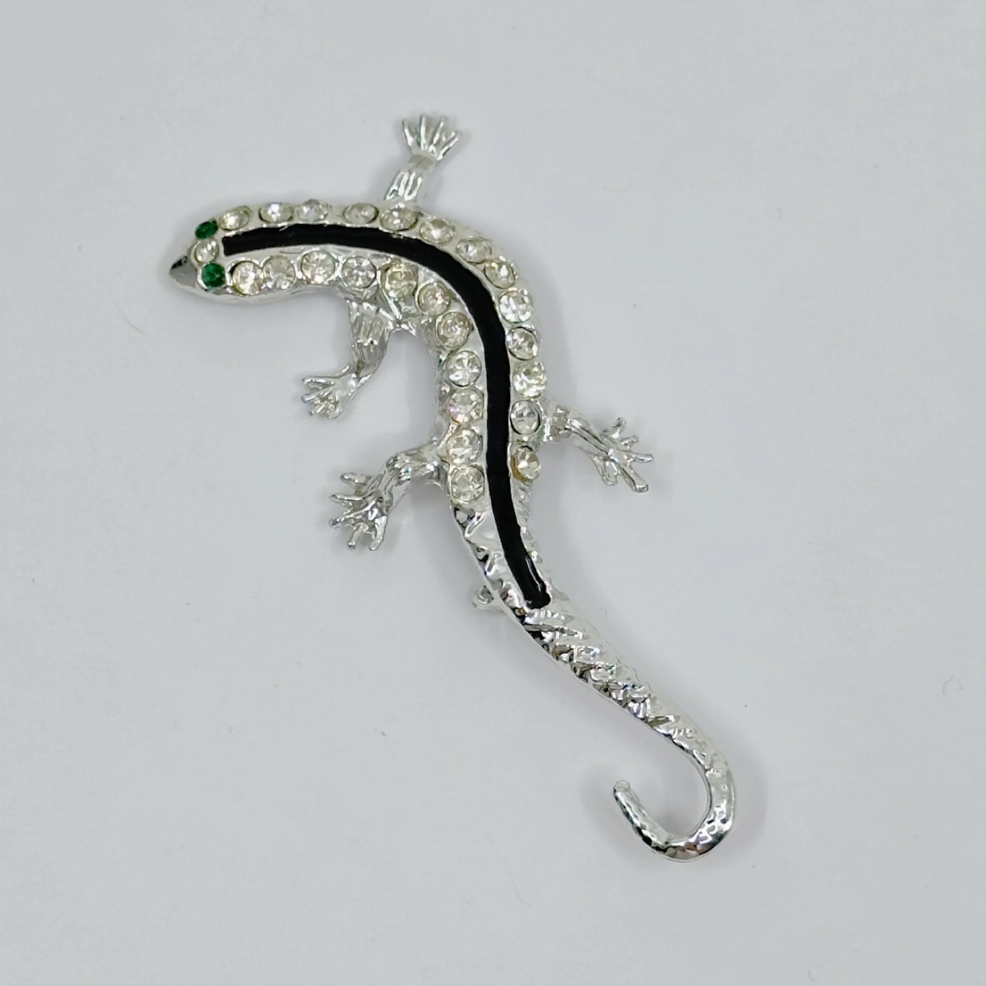 Vintage emerald & diamante rhinestone Lizard brooch - GM18 - photo 2
