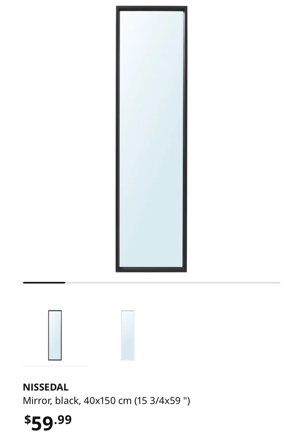 IKEA NISSEDAL Black Mirror - 15 3/4x59