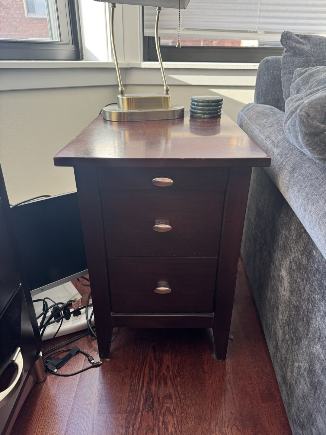 Two Brown Wood Side Tables with Drawer - photo 3