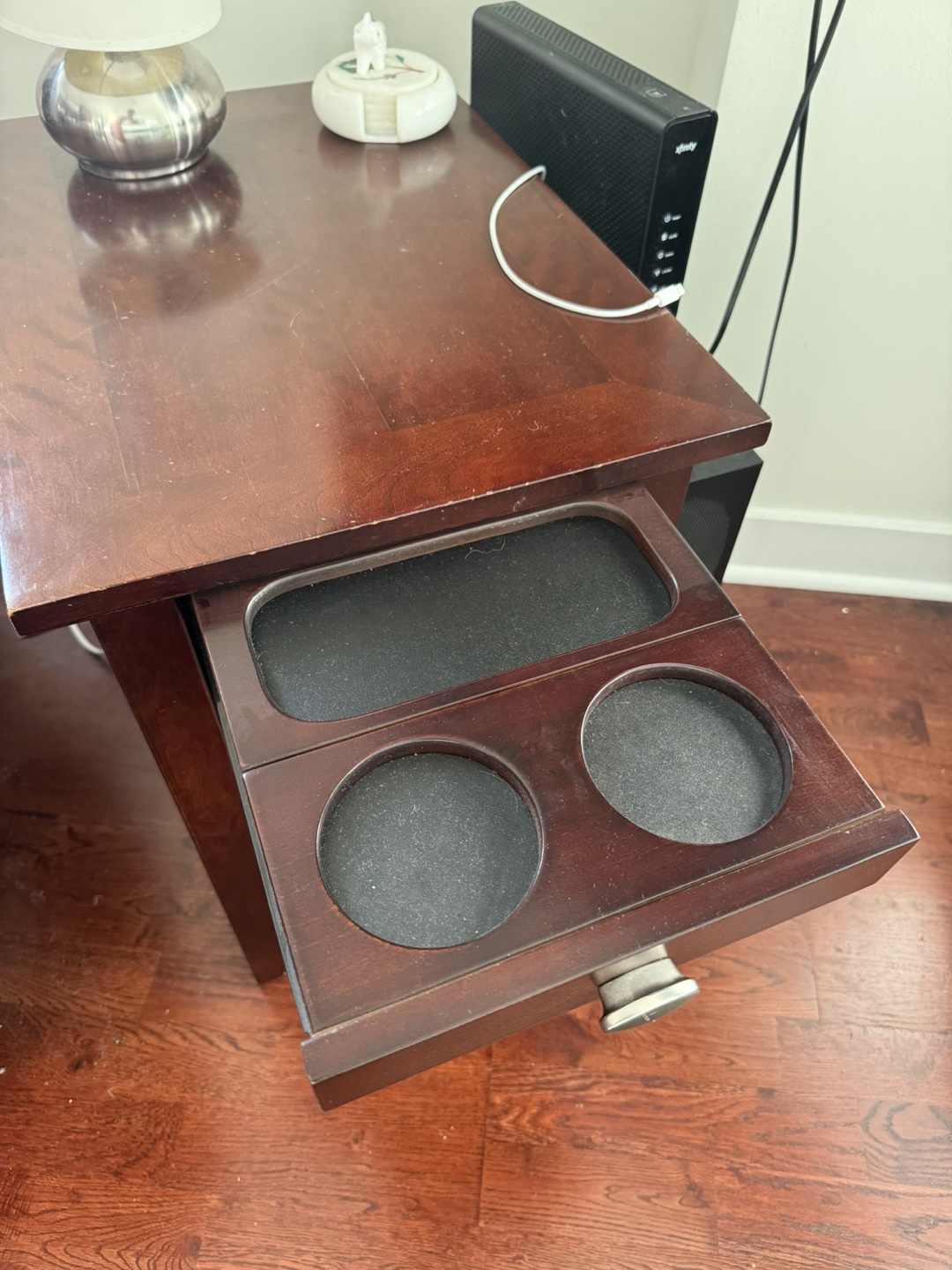 Two Brown Wood Side Tables with Drawer - photo 4