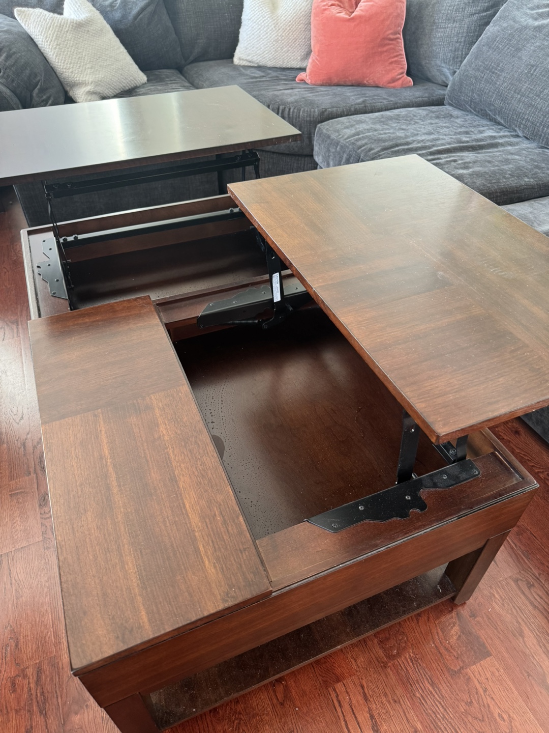 Lift Top Coffee Table - Dark Wood - photo 2