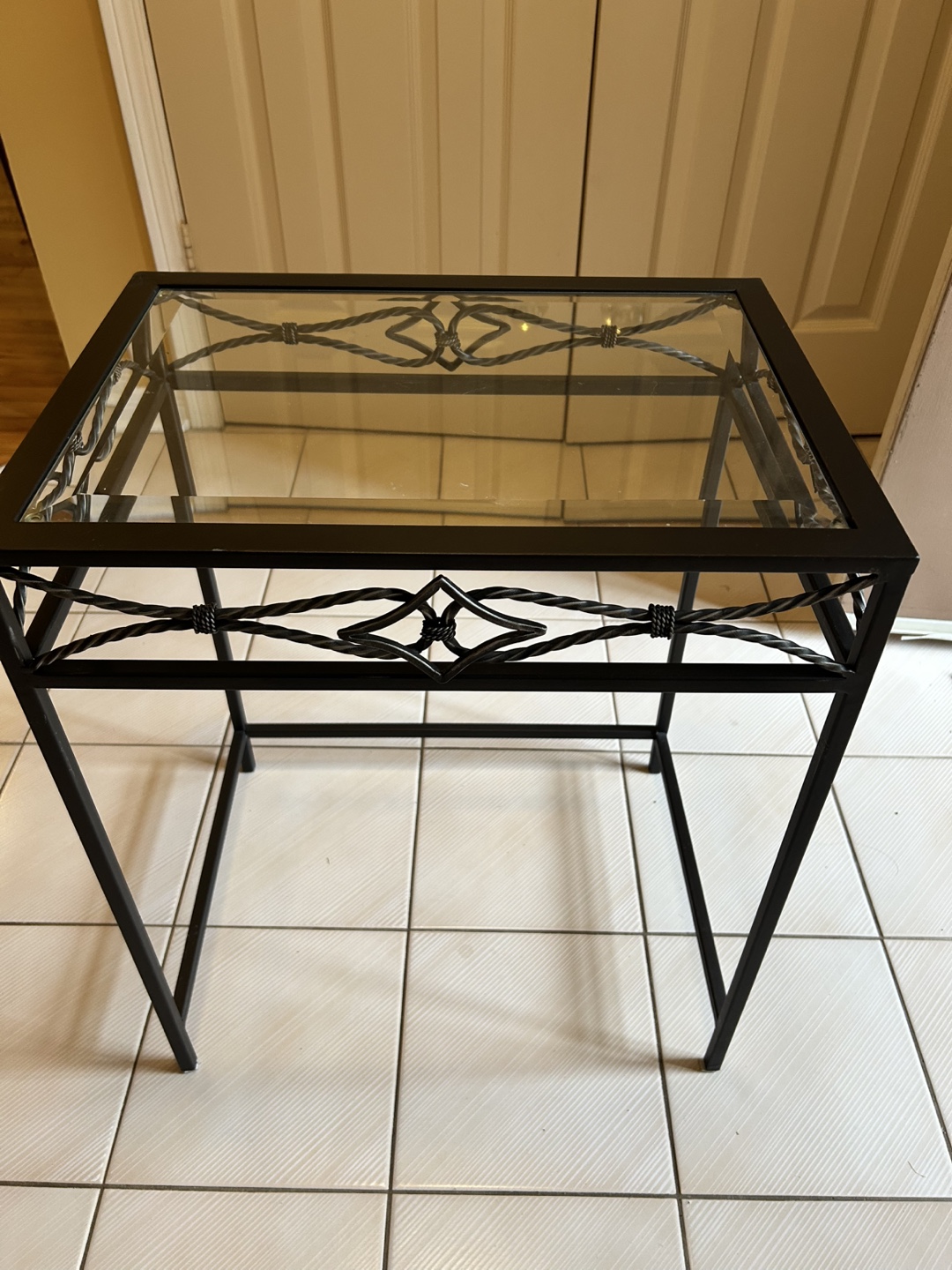 Nesting End Tables - Glass Top, Black Metal Frame - photo 4
